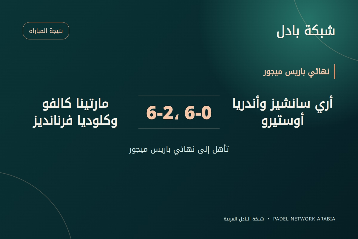 أري سانشيز وأندريا أوستيرو تحسمان نهائي باريس ميجور بنتيجة 6-2 و6-0