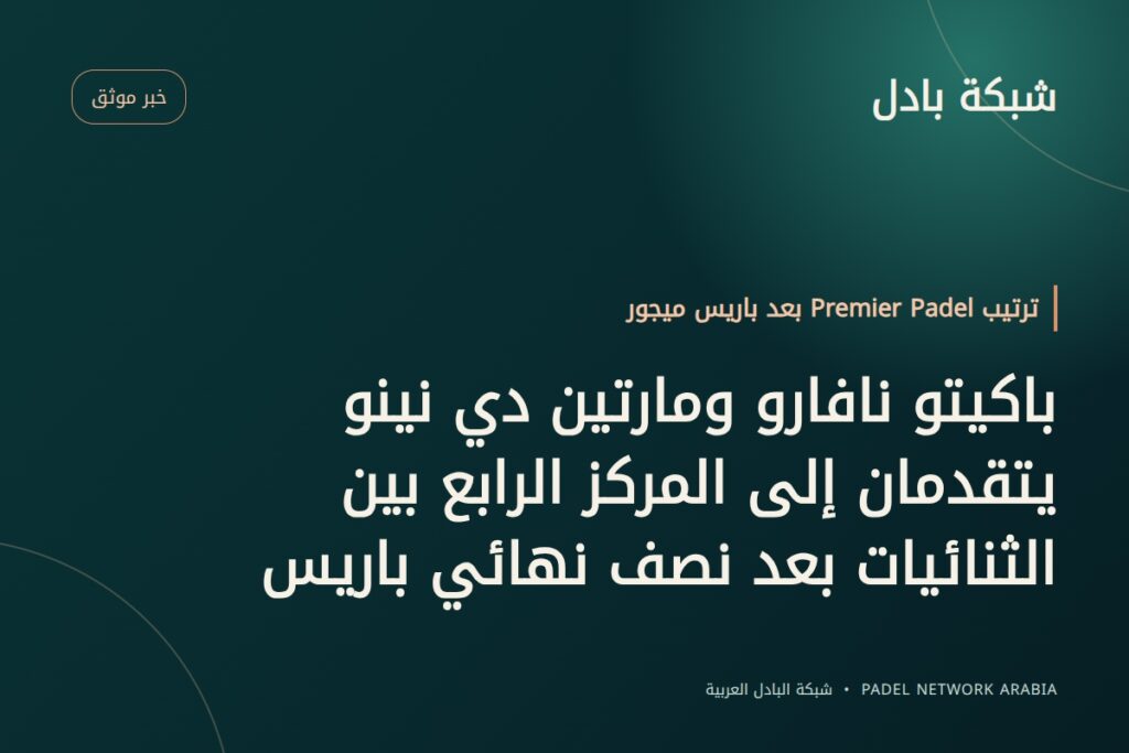 باكيتو نافارو ومارتين دي نينو يتقدمان إلى المركز الرابع بين الثنائيات بعد نصف نهائي باريس